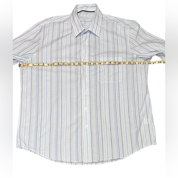 Tasso Elba Men's XL Striped Long-Sleeve Button-Down Shirt Gray/Blue Multicolor - Picture 3 of 8